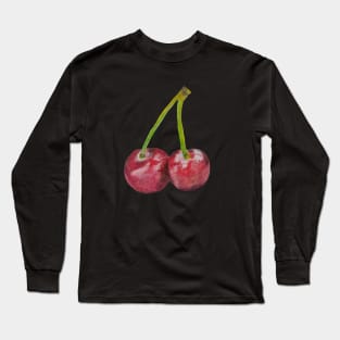 Red Cherries - Oil Pastel drawing Long Sleeve T-Shirt